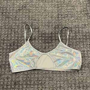 IHeartRaves Holographic Silver Rave top XL
